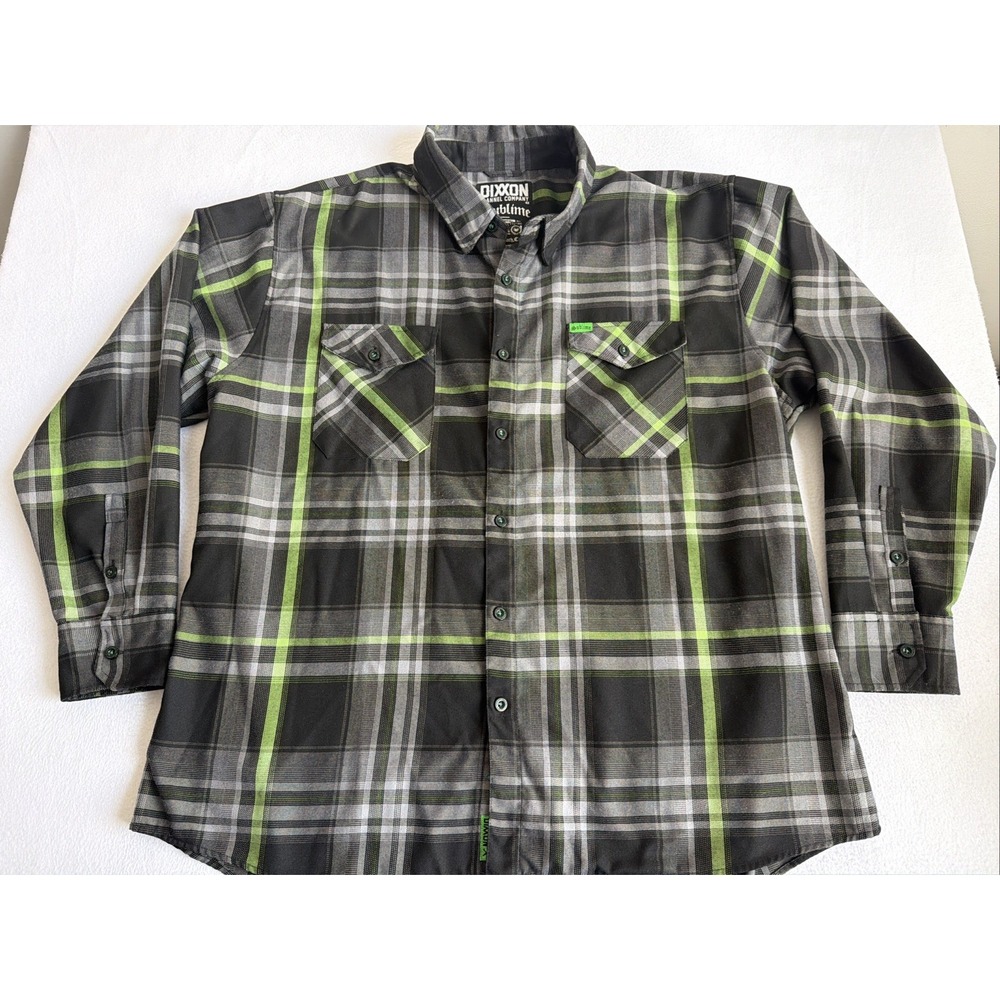 Dixxon Sublime Flannel Shirt Mens 4XL Black Green Plaid Button Up D-Tech